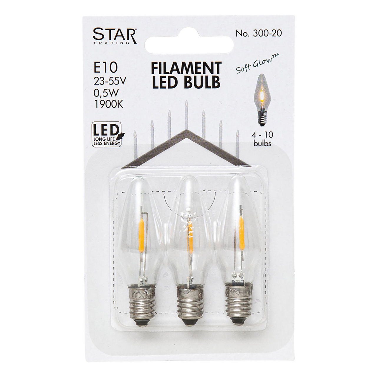 LED-lampa E10 0,5W 3-pack